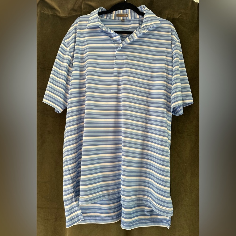 Peter Millar | Summer Comfort Polo | Blue and White Stripe | XL